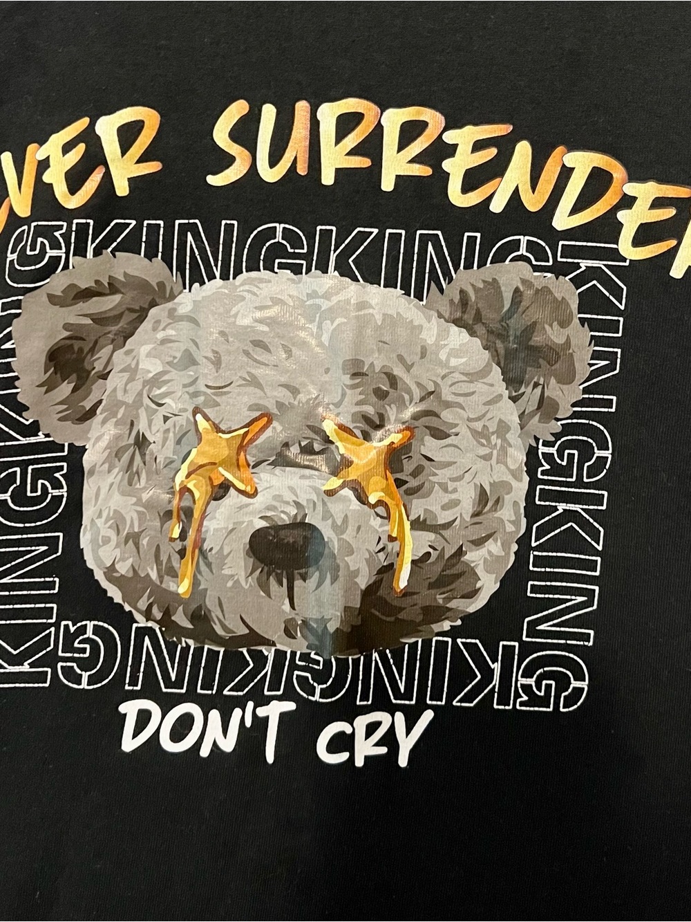 Seven Souls Kids' Black 'Never Surrender' Graphic Tee with Bear Print